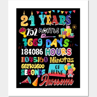 21th Birthday Party Celebration 21 Years Old 252 Months Fun Posters and Art